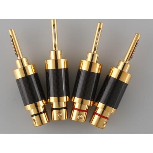 VB602G Gold Plated Carbon Fiber Speaker Cable Wire Banana Plug Connector audio cable jack