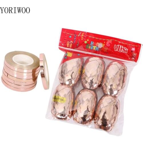 YORIWOO 6pcs 10m Foil Balloons String Rose Gold Balloon Curling Ribbon Happy Birthday Party Favor Wedding Decoration Baby Shower