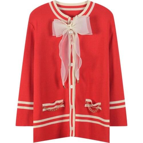 Knitted Cardigan Sweater Dress 2021 Spring New Fashion Chain Stripe O-Neck Long Sleeve Casual Pure Color Dress Vestido Mujer