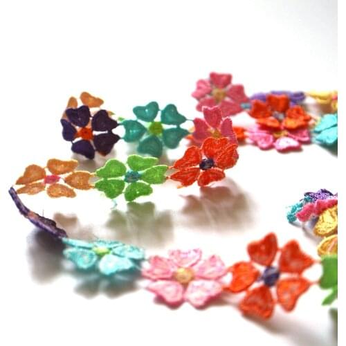 5yards embroidered flower trims for Clothes thin lace trimmings and ribbons for dress DIY craft accessories