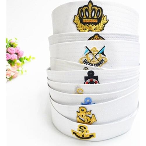 Funny Cosplay Hat For Child Adult Sailors Ship Boat Captain Blue White Military Hat Navy Marine Cap With Anchor Party Prom Props