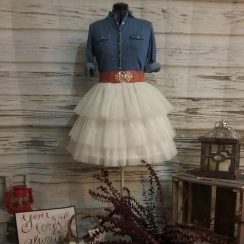 Custom Made Ivory Tulle Skirt for Women Tiered Tulle Tutu Skirt Country Rustic Wedding Skirts for Bridesmaid Free Shipping