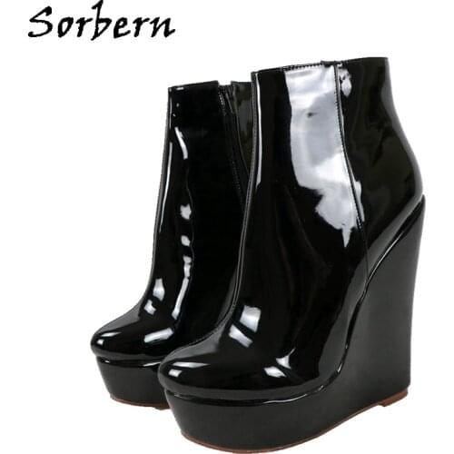 Sorbern Two Shades Gold Wedge Boots Women High Heel Platform Shoes Gothic 17Cm Extreme High Heels Desinger Shoes Booties