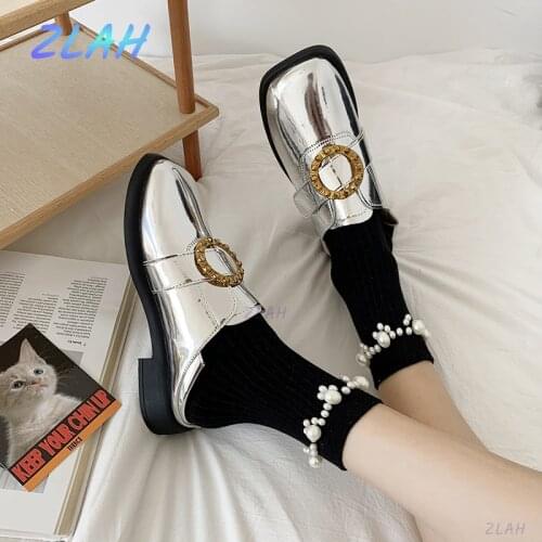 New Womens Shoes Flat Mules Zlah Casual Shoes Spring and Autumn Pumps PU Womens Shoes All-match Womens Shoes