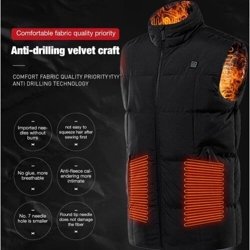 5V 9 Heating Zones Heated Vest 3 Temperature Levels Self Heating Vest Polyester Waterproof Washable Thermal Heated Jacket Man