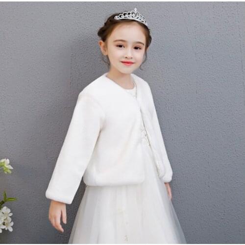 Winter Girls Fur Warm Coat Elegant Baby Girl Faux Fur Jackets Red White Fur Infant Bolero Outwear For Wedding Party Jackets