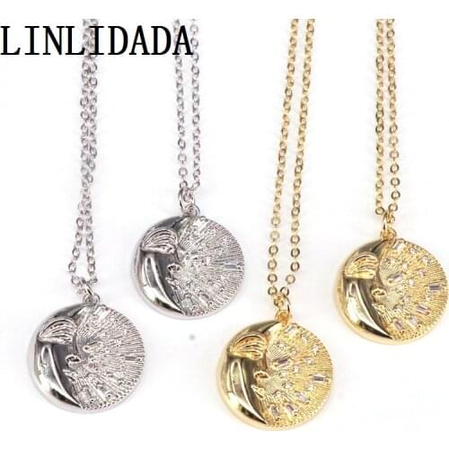 10Pcs Necklace 2020 Women Men Delicate Chain Round Cz Pendant Necklace For Women Fashion Jewelry