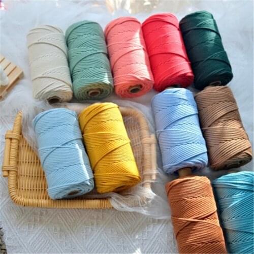 100yards Macrame Cotton Cord 3mm 21yarn Braided 100% Cored cotton Rope String DIY Bag Macrame wall hanging Plant Wedding Decor