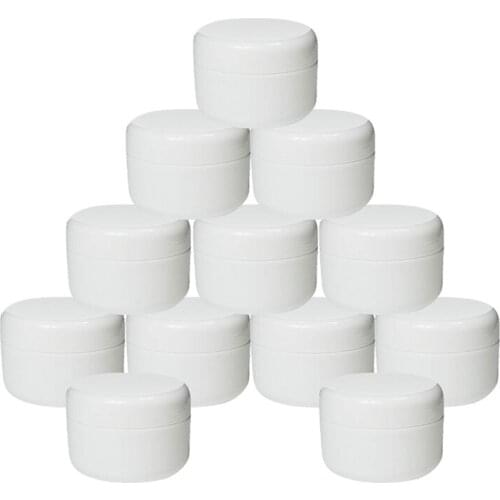 12 PCS White Jar Lotion Container 118 ML Gram Capacity Refillable Bottles Plastic Eyeshadow Pot Container for Cosmetic Samples