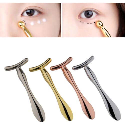 2Pcs Gold Face Eye Massagers Compact Reduce Puffiness Zinc Alloy U-shaped Facial Rollers Foot Care Tool