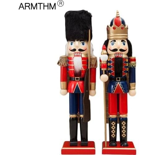 38CM Christmas Ornaments Wooden Nutcracker Doll Soldier Miniature Figurines Decoration Toys New Year Home Deco Puppet Kids Gift