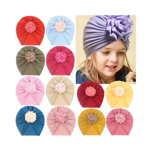 2020 Lovely Flower Baby Hat Soft Baby Girl Hat Toddler Newborn Baby Cap Bonnet Head wraps Kids Hat Beanie