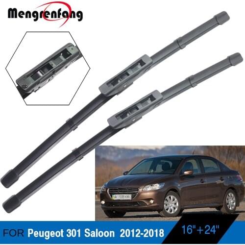 For Peugeot 301 Saloon Car Front Windscreen Wiper Soft Rubber Wiper Blades Bayonet Arms 2012 2013 2014 2015 2016 2017 2018
