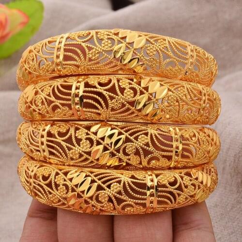 Dubai Fashion Pattern Gold Color Bangles Cuff Bracelet African Bridal wedding Gifts Party For Women Bracelet jewelry