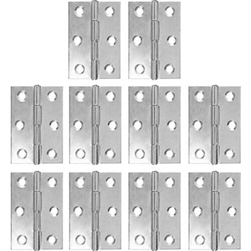 Hot YO-6-Hole Door Hinge 48mm x 33mm Long Folding Hinge Silver Metal Door Hinge 10 Pcs