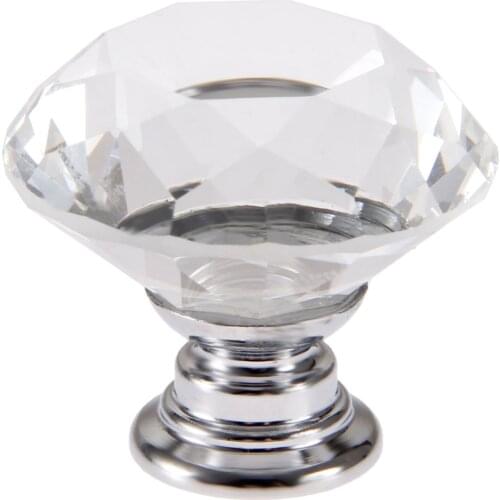 Crystal handle Diamond Glass Knob door cabinet pull 30mm furniture hardware Clear White Blue Yellow Pink Green Black Red screws