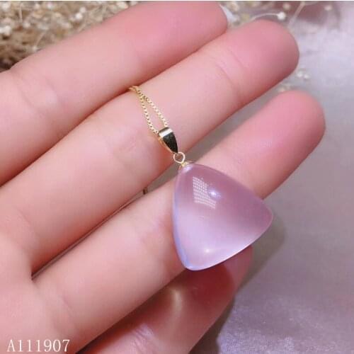 KJJEAXCMYY boutique jewelry 18K gold inlaid natural powder crystal Furong stone female pendant necklace support detection new