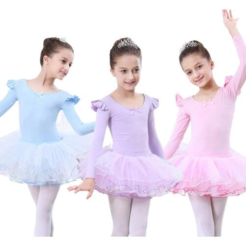 Lolanta 2Pcs Kids Girls Blue Sleeveless Ballet Leotard + Tutu Skirt Suit Childrens Longsleeve Ballet Dance Performance Costumes