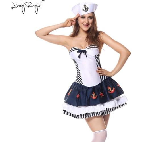 LovelyRoyal 2018 sexy cosplay Sailor carnaval sexy cosplay Woman wrapped chest dress medieval dress sexy military costumes