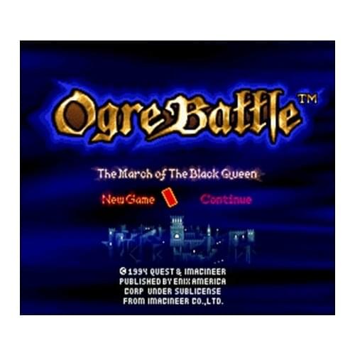 Ogre Battle - The March of the Black Queen 16 bit Big Gray Game Card For USA NTSC Game Player