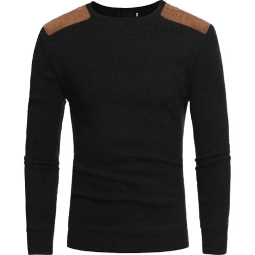 2020 mens pullover college style patch and thick round neck pullover mens fashion thick fleece sweater