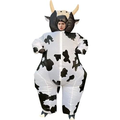 Inflatable Cow Costume for Women Funny Animal Blow up Costume for Halloween Cosplay Party Festival Unisex Costume Adult Size