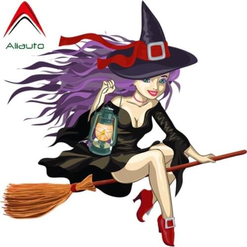 Aliauto Cartoon Car Sticker Beautiful Witch Automobiles Motorcycles Laptop Fridge Decoration PVC Decal Cover Scratches,14cm*14cm