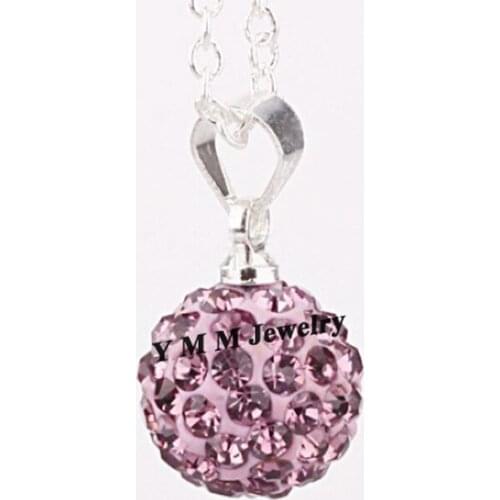 High Quality 10mm Light Purple Full Jewellry Crystal Ball Charm Pendants 24pcs/Lot For Necklace DIY