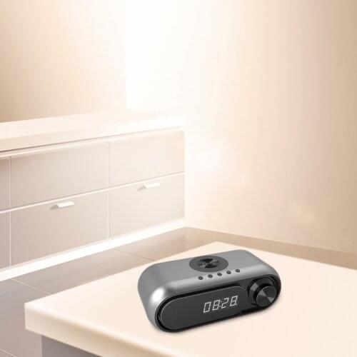 Bedside Bluetooth Speaker, Wireless Charging for Phone, Digital Alarm Clock FM Radio USB Charging Hands-Free Calls
