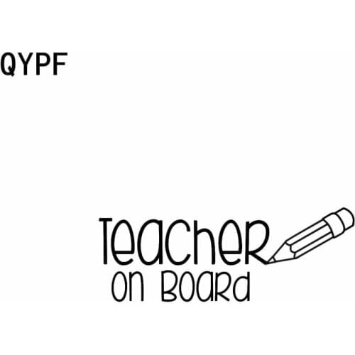 QYPF 12.7CM*4.8CM TEACHER ON BOARD Vinyl Car Motorcycle Sticker Decal Black Sliver C14-0218