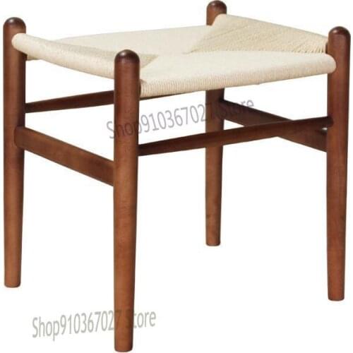 Nordic Log Rope Stool Chinese Style Bench Japanese Style Shoe Changing Stool Dining Chair Homestay Makeup Stool