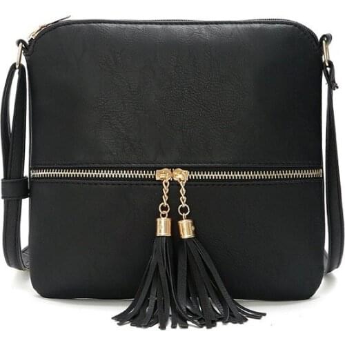 Bags For Women Luxury Handbags Tassel Women PU Leather Bag Designer High Quality Double Zipper Shoulder Crossbody Boston Bag Q4