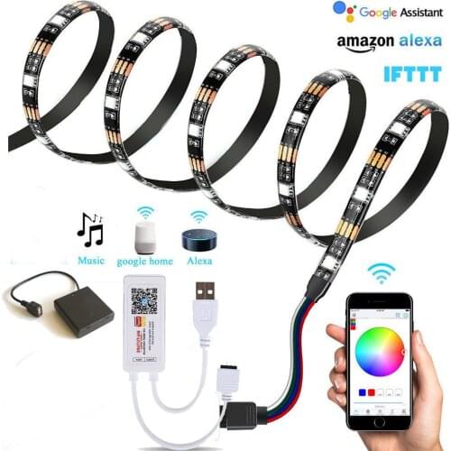 TUYA wifi Led Strip Light RGB 5050 SMD 5V Flexible Ribbon Tape USB / 4AA Battery Led Stripe Lamp Wi Fi Phone TV Backlight 1-5m