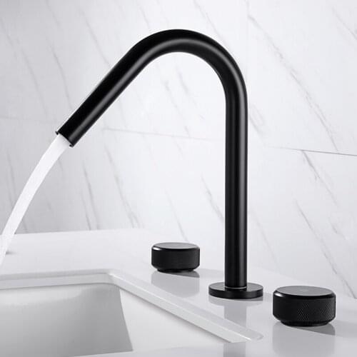 Bathroom Basin Brass Faucet Black Faucet Taps Luxury Basin Hot And Cold Mixer Shower Room Sink Three Holes Faucet