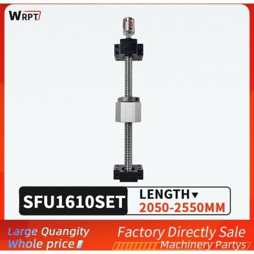 High quality set SFU1610 SFU1610-3 waist DFU1610 double nut ball screw C7,2050mm-2550mm + BKBF12 + DSG16H + XB25 * 30 coupling