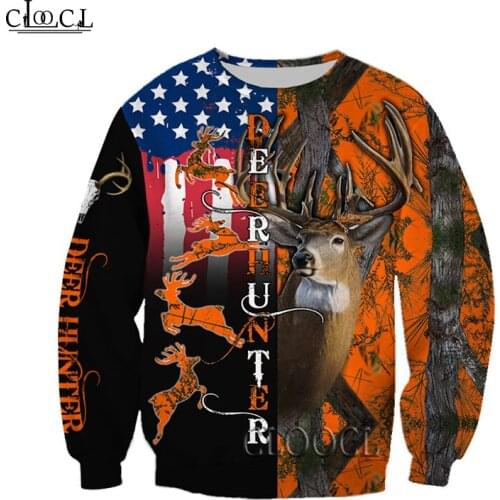 HX Deer Hunter Funny 3D Printed Men Hoodies Sweatshirts Harajuku Fashion Hooded Autumn Hoody Casual Streetwear Drop Shipping
