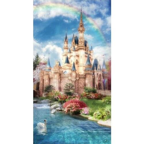 Castle Painting By Numbers Swan Pictures Landscape On Canvas With Frame DIY Kits For Adults HandPainted Coloring By Number