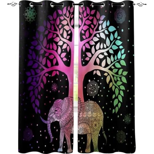 Tree Life Elephant Window Treatments Curtains Valance Outdoor Fabric Kids Window Treatment Curtains And Drapes Outdoor Curtains