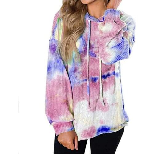 Sweatshirts Women Womens Tie-Dye Hood Hoodies Ladies Long Sleeve Casual Hooded Pullover Clothes Sweatshirt