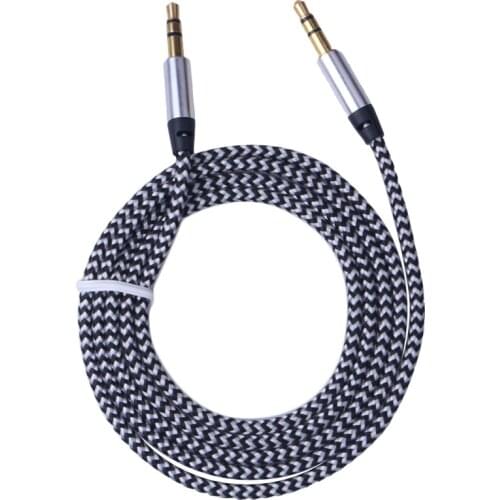 1m Nylon 3.5mm Jack Aux Cable 3.5 mm to 3.5mm Audio Cable Male to Male Kabel Gold Plug Car Aux Cord for iPhone Xiaomi Speaker