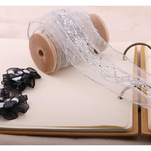 1YARD 6.1CM Silver ribbon gift decoration Ribbon Ribbon DIY Gift Cake packaging with bow tie