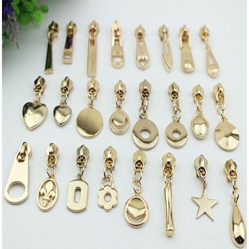 100 pcs/lot 5# Nylon Coil Zipper Puller Head DIY Floral Love Heart Zipper Puller For Garment Bag Sewing Tailor Tool Repair Kits