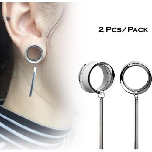 2 Pieces Strip Tassel Ear Plugs Flesh Tunnel Ear Gauges Ear Reamer Body Piercing Stretcher Screw Fit Expander Expansion 4-25mm
