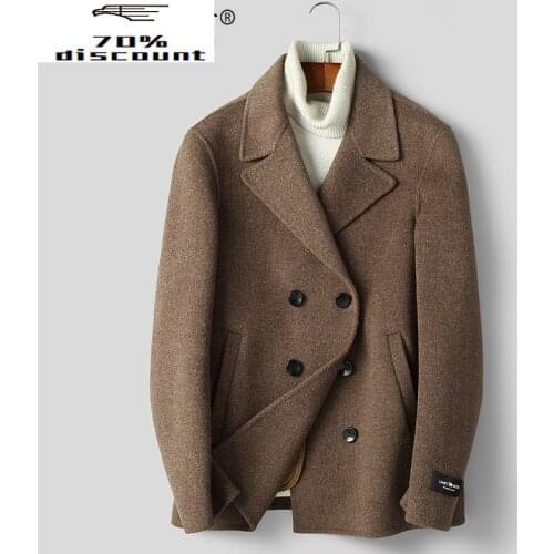 200% Wool Coat Men Clothes 2020 Double Breasted Wool Jacket Short Overcoat Spring Autumn Mens Coats B29N003022 KJ4205