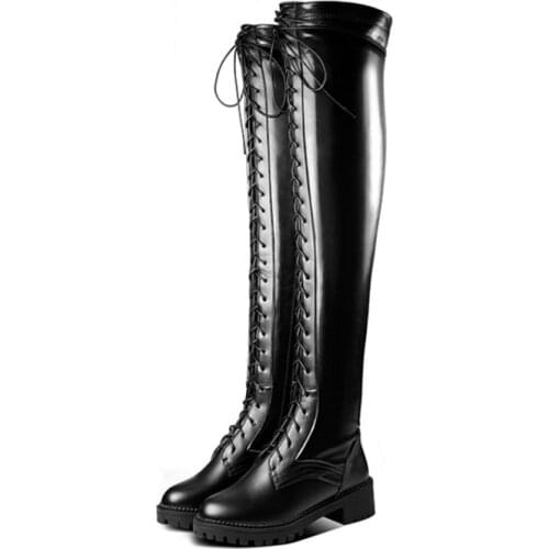 2020 New Sexy Ladies Lace Up Over The Knee Boots Plus Size 33-52 Platfrom Long Women Shoes Thigh High Boots zapatos de mujer