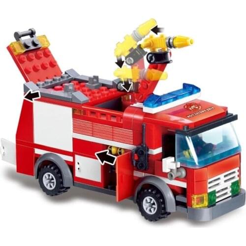 206pcs Kaizhi 8054 Fire Department Rescue Ladder Car Miniature Building Block Toy Gifts