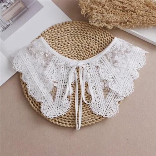 40GC Sunscreen Detachable Fake Collar Shawl Mesh Floral Lace Necklace Mini Cape Shirt