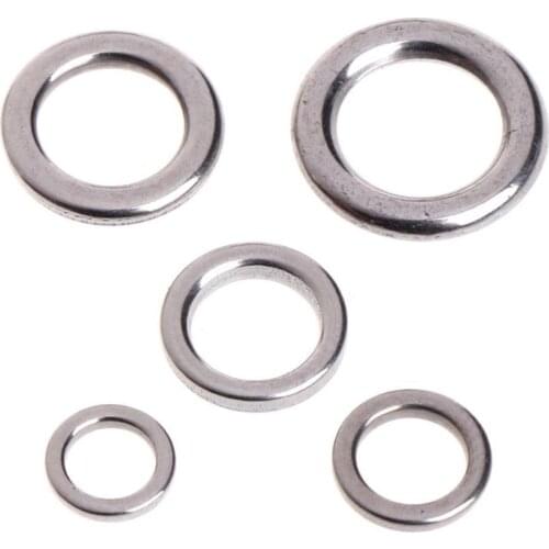 50pcs Fishing Lure Tackle Connector Double Circle Flattening Ring Connector Solid Stainless Steel Snap Split for Fishing Tools