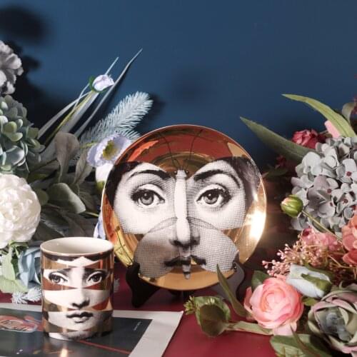 8 inch Golden Plates Dinner Plate Decorative Wall Dishes Wall Hanging Plate Home Hotel Background Christmas Decoration