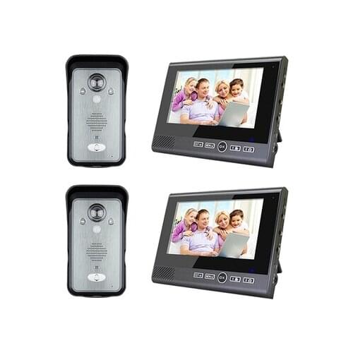 XINSILU 2v2 Wireless 7 inch video door phone smart video intercom doorbell with 2 cameras 2 monitors for Home/ Villa/ Apartment